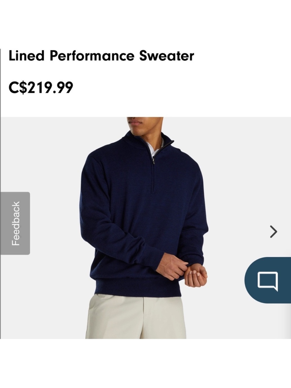 NWOT Lined Performance Half-Zip Sweater - Grey